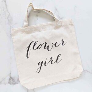 Flower Girl calligraphy gift bag canvas tote